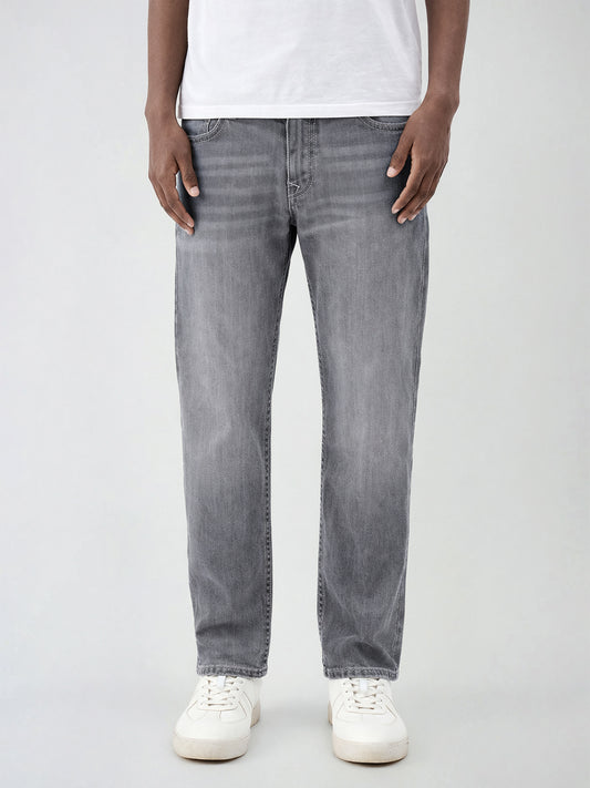 True Religion Men Ricky Sn Grey Straight Fit Mid Rise Jeans