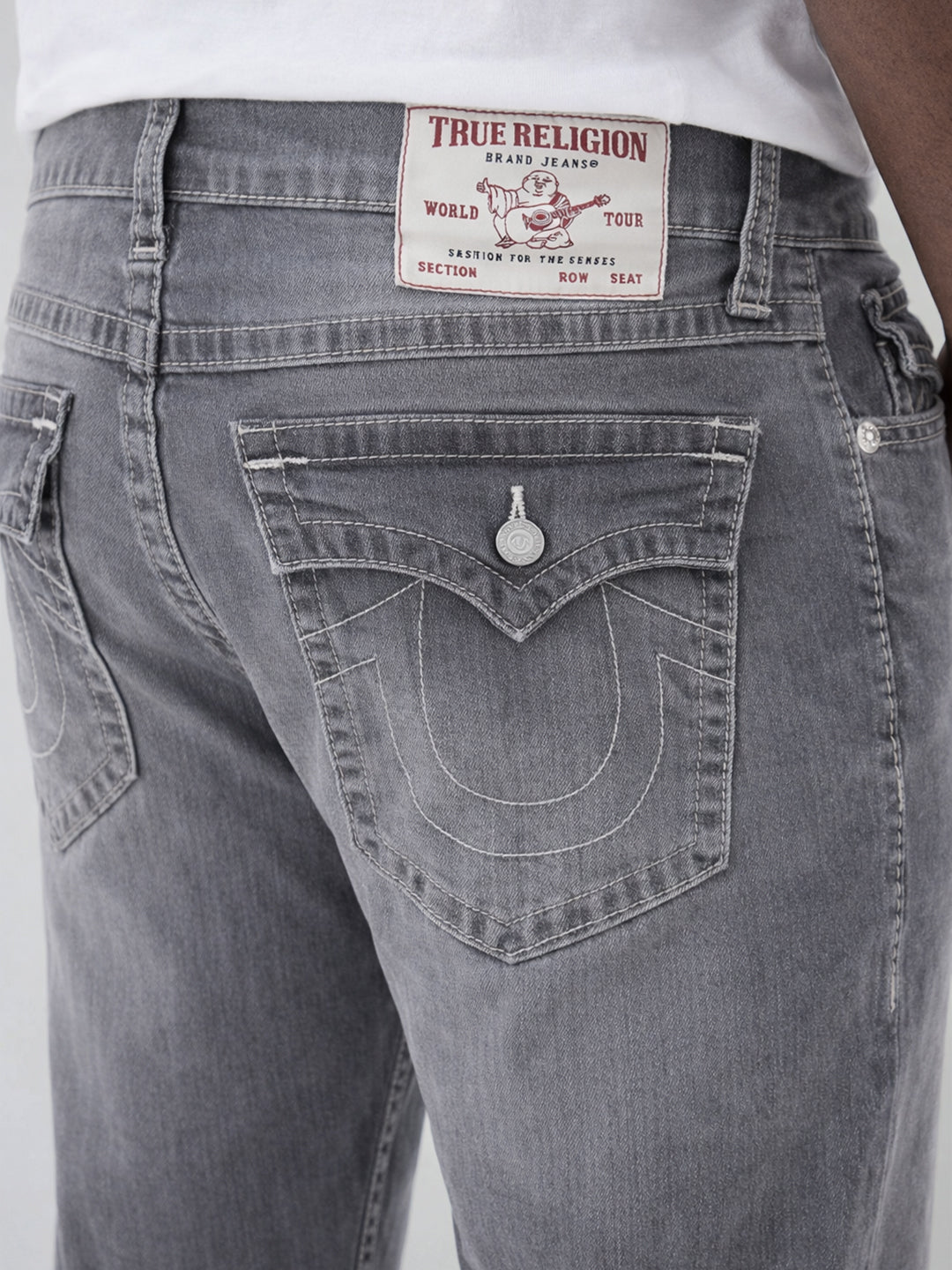 True Religion Men Ricky Sn Grey Straight Fit Mid Rise Jeans