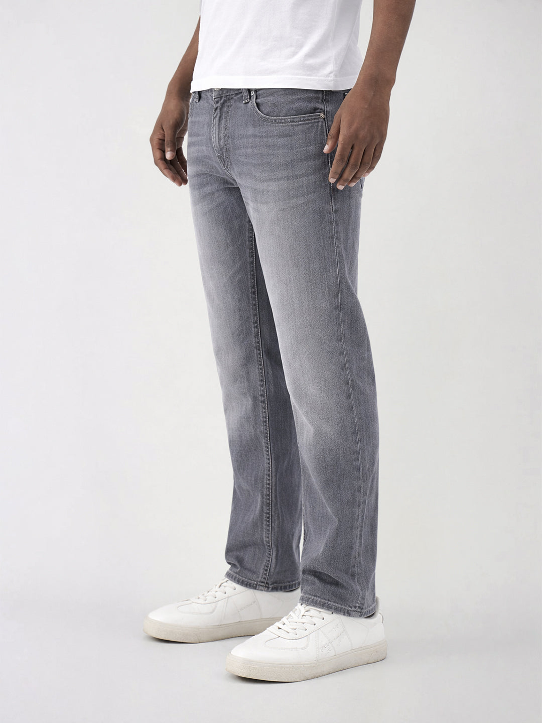 True Religion Men Ricky Sn Grey Straight Fit Mid Rise Jeans