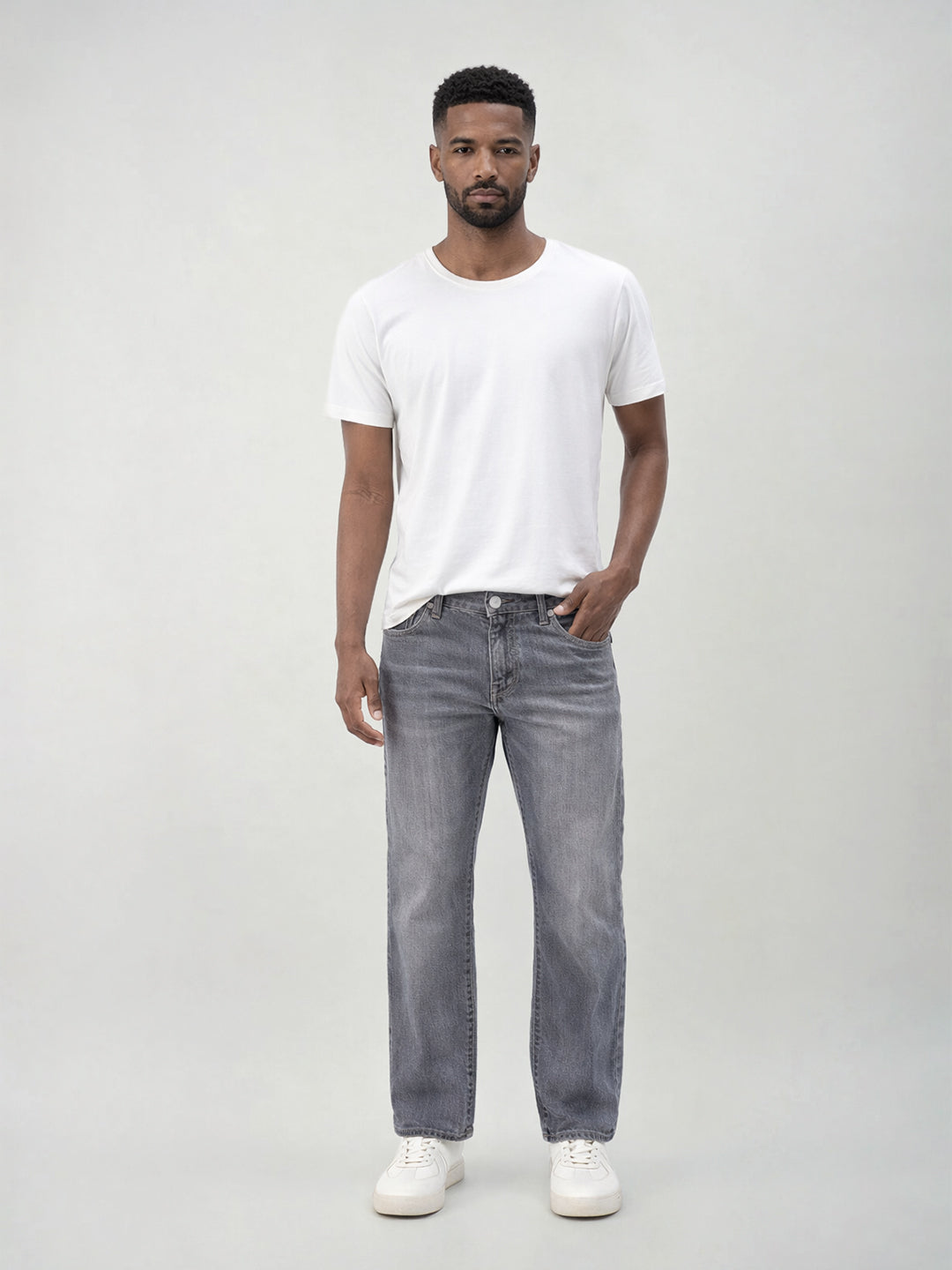 True Religion Men Ricky Sn Grey Straight Fit Mid Rise Jeans