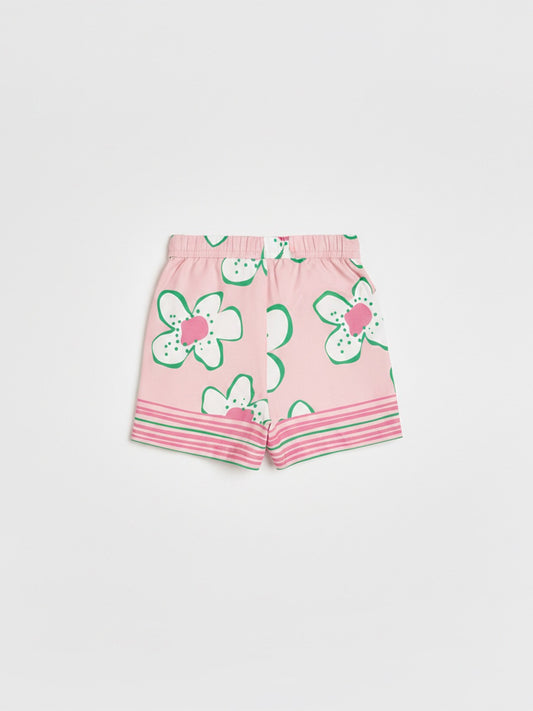 Blue Giraffe Girls Pink Printed Short