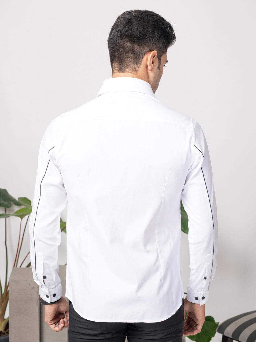 Abkasa Men White Collar Shirt