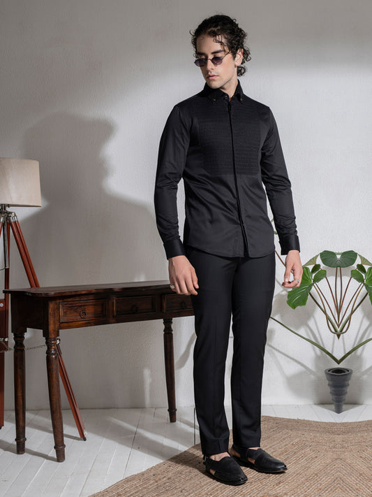 Abkasa Men Black Collar Shirt