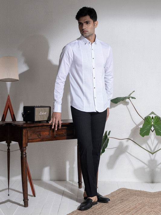 Abkasa Men White Collar Shirt