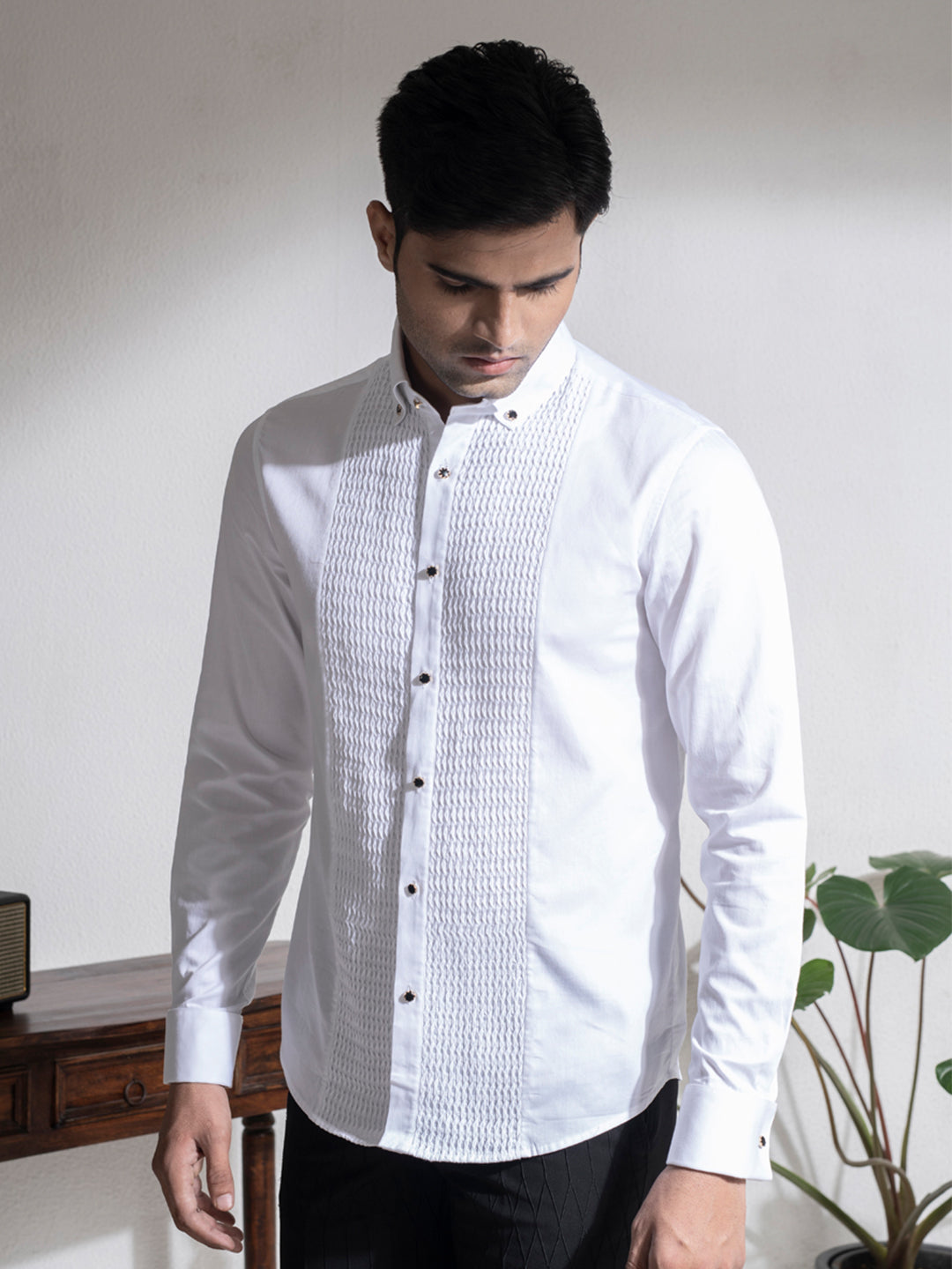 Abkasa Men White Collar Shirt