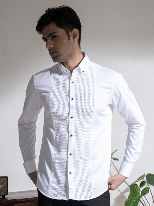 Abkasa Men White Collar Shirt