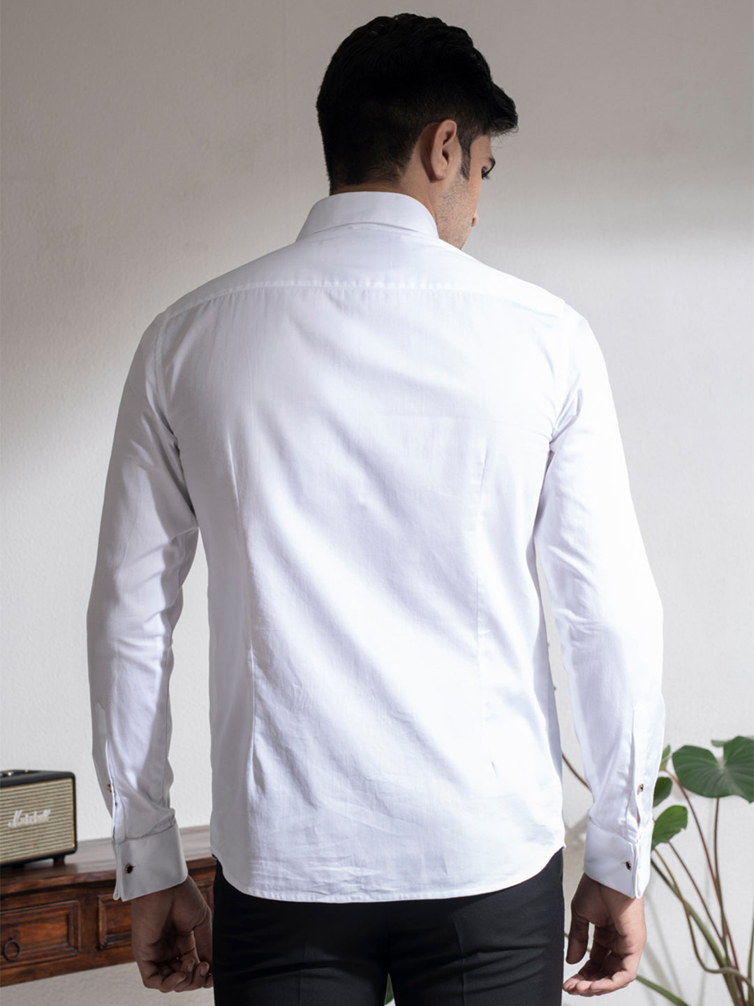 Abkasa Men White Collar Shirt