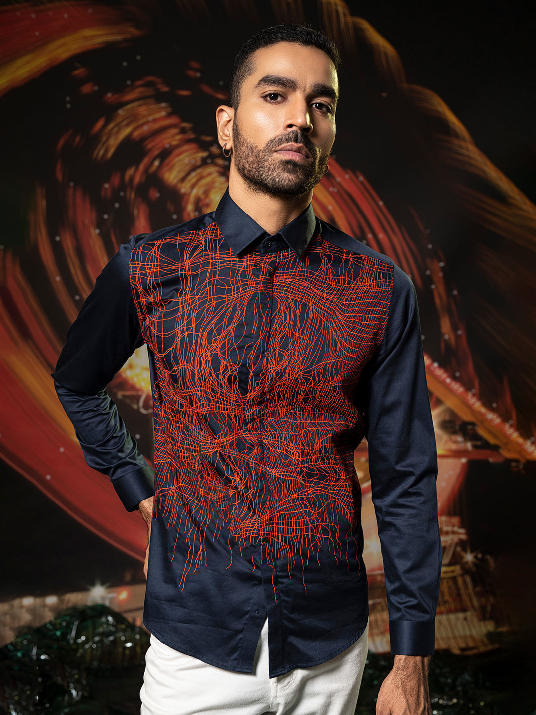 Abkasa Men Blue Collar Shirt