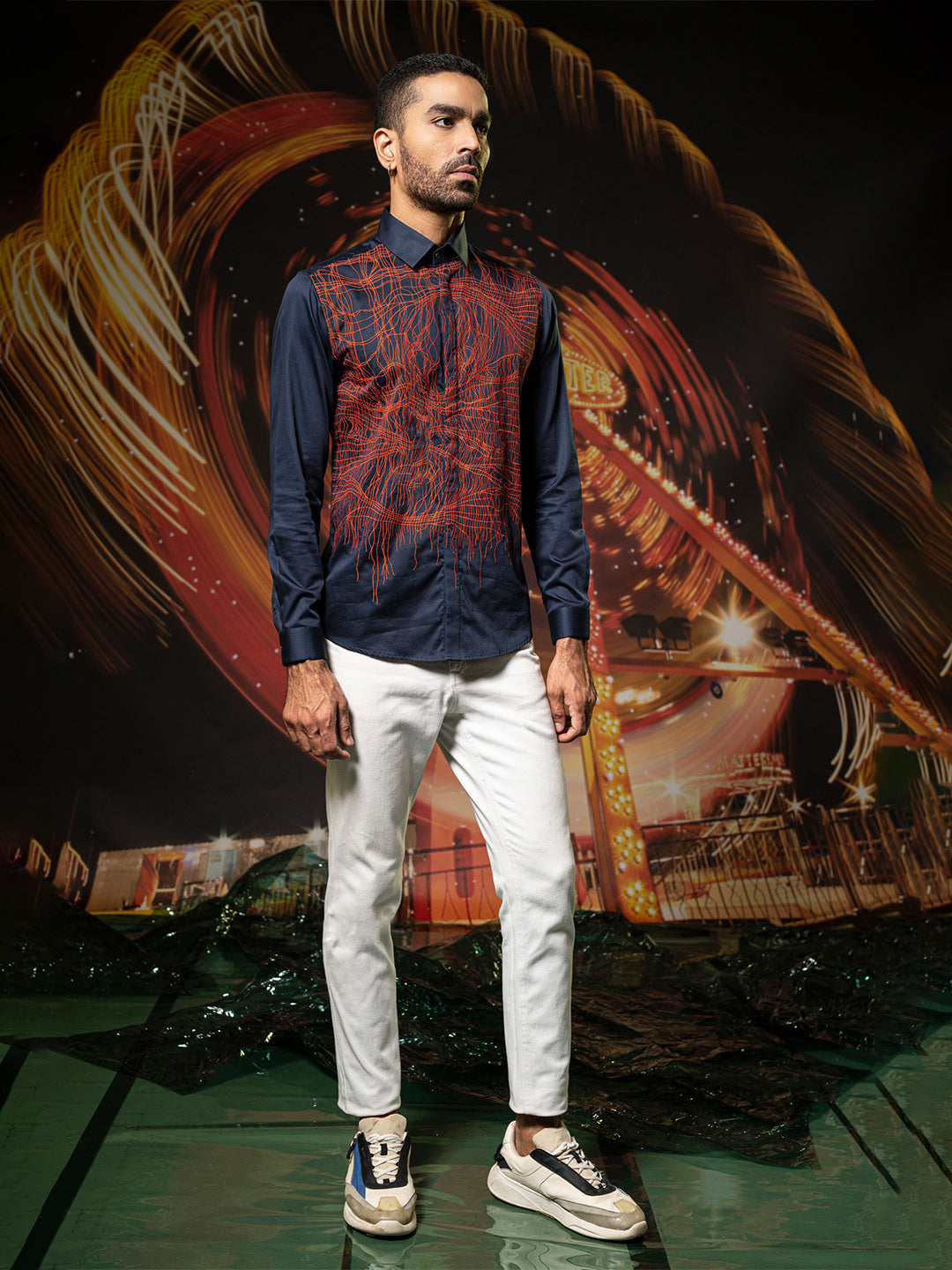 Abkasa Men Blue Collar Shirt