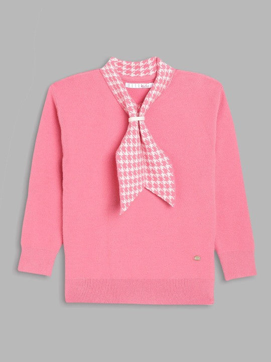 Elle Kids Girls Pink Solid Sweater
