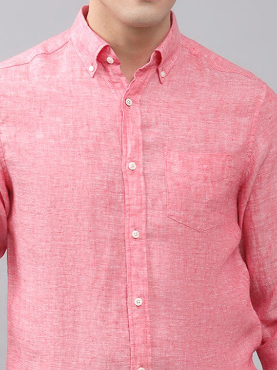 Gant Men Pink Regular Fit Solid Linen Shirt