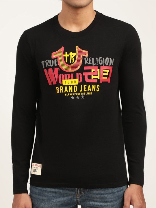 True Religion Black Logo Regular Fit T-Shirt