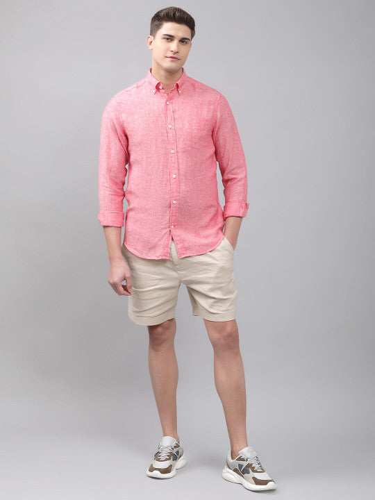 Gant Men Pink Regular Fit Solid Linen Shirt