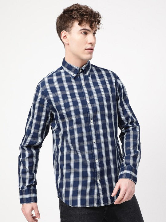 Gant Blue Checked Regular Fit Shirt