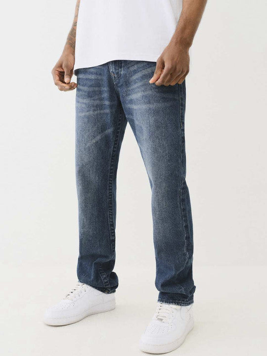 True Religion Men CROSS STITCH Ricky Straight Fit Dark Wash Jeans