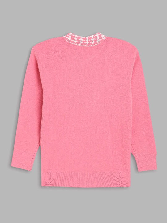 Elle Kids Girls Pink Solid Sweater