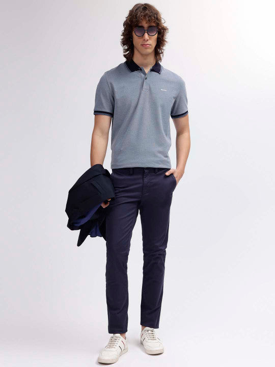 Gant Men Blue Solid Slim Fit Trouser