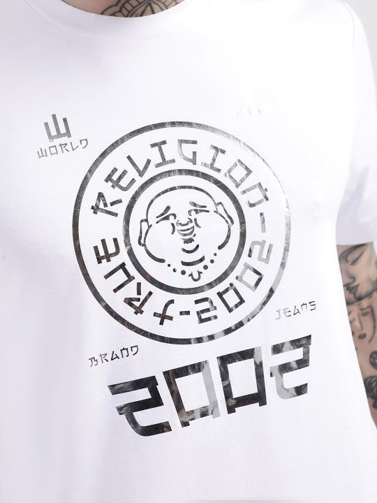 True Religion White Graphic Logo Regular Fit T-Shirt