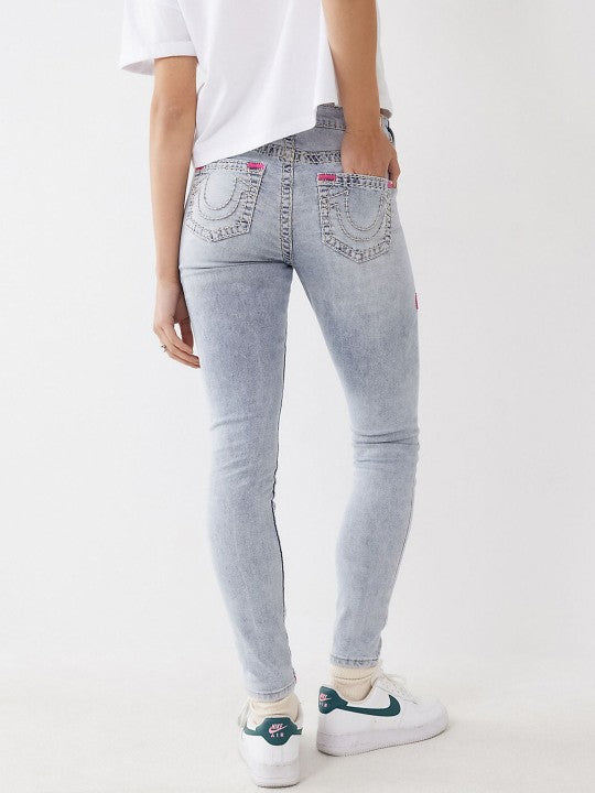 True Religion Womens Super T Jennie Skinny Fit Blue Mid Rise Jeans