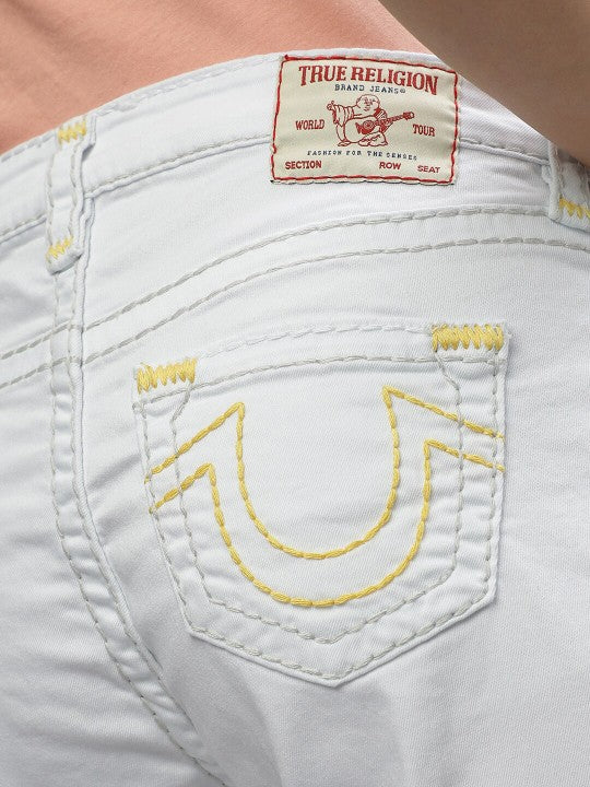 True Religion Womens Super T Billie Straight Fit White Mid Rise Jeans