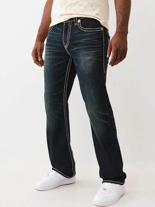 True Religion Men Super T Billy Bootcut Fit Dark Wash Jeans
