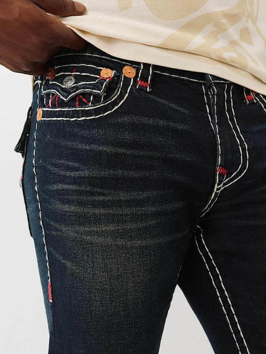 True Religion Men Super T Billy Bootcut Fit Dark Wash Jeans