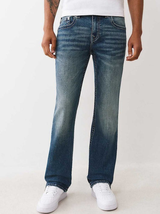 True Religion Men Embroidered Billy Bootcut Fit Medium Wash Jeans