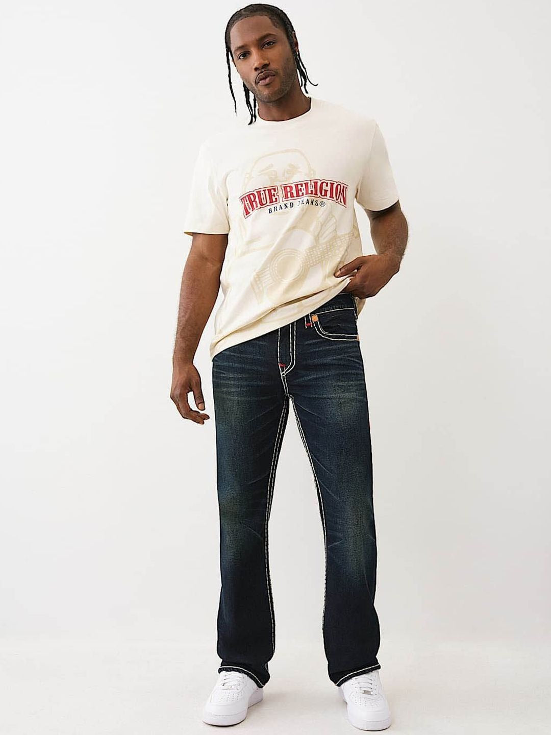 True Religion Men Super T Billy Bootcut Fit Dark Wash Jeans