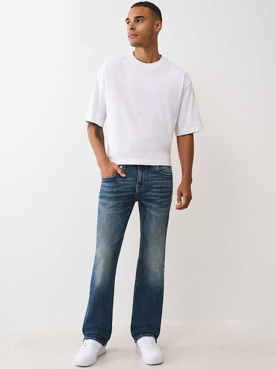 True Religion Men Embroidered Billy Bootcut Fit Medium Wash Jeans