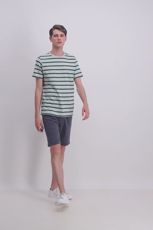 Lindbergh Men Striped Round Neck Tshirt