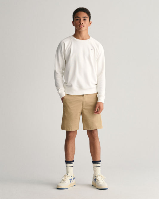 Gant Boys Beige Solid Mid-rise Regular Fit Chino Shorts
