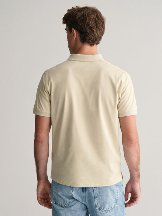 Gant Men Beige Solid Polo Collar Short Sleeves T-shirt
