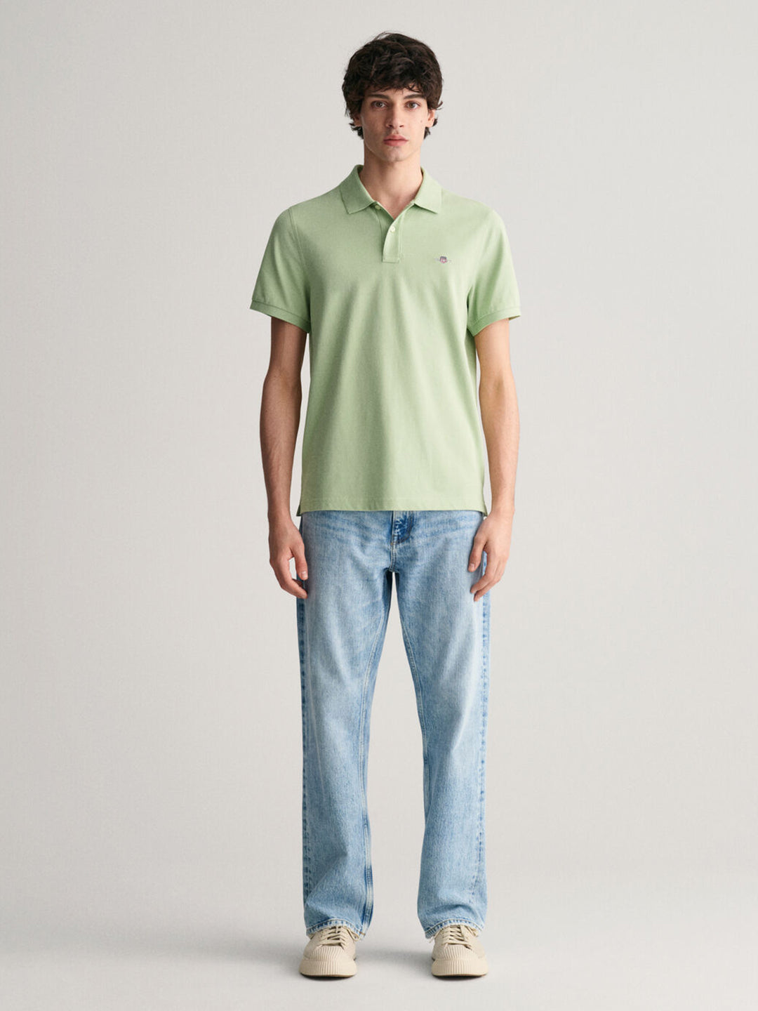 Gant Men Green Solid Polo Collar Short Sleeves T-shirt