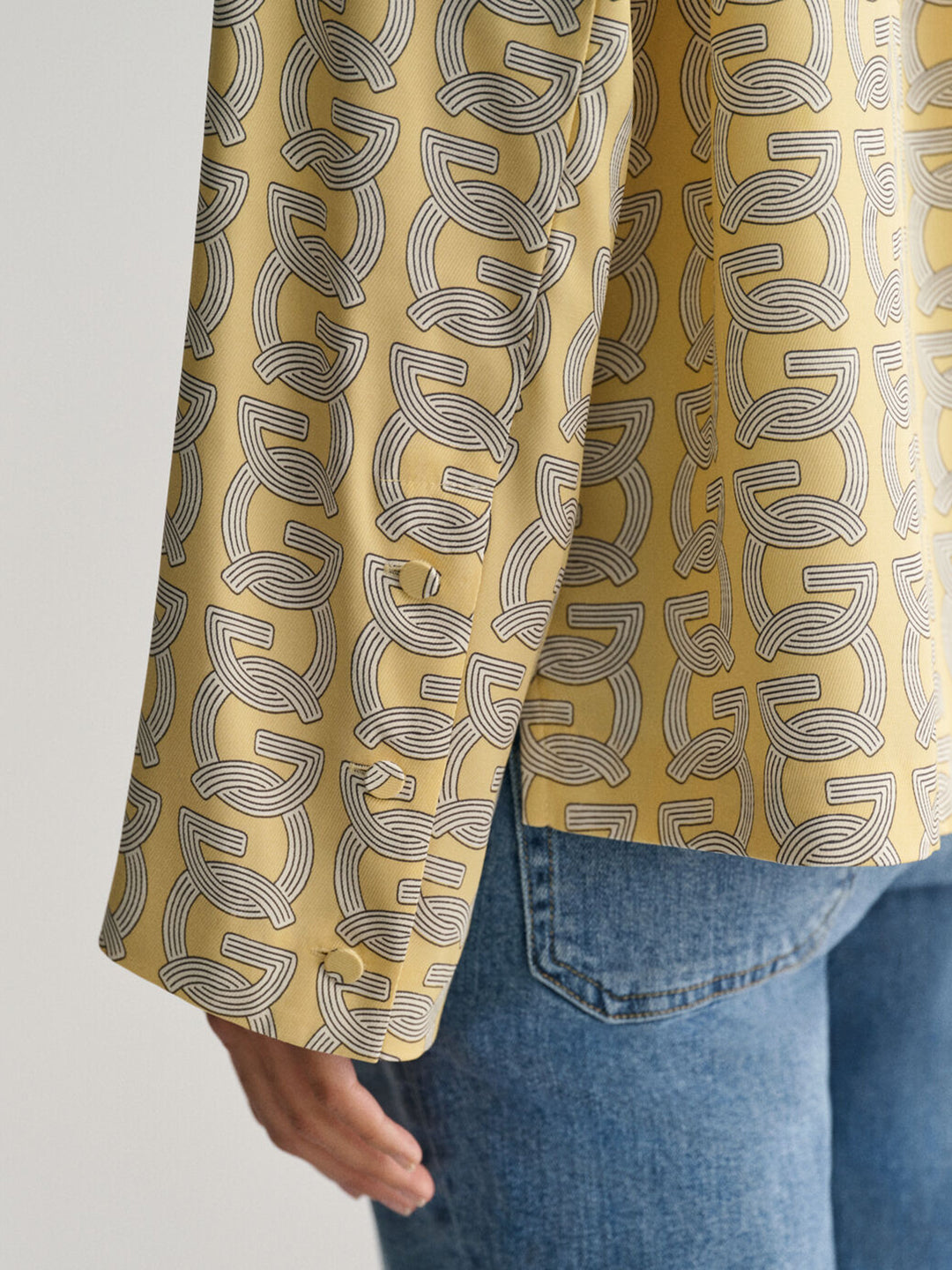 Gant Women Yellow Printed Cuban Collar Full Sleeves Shirt