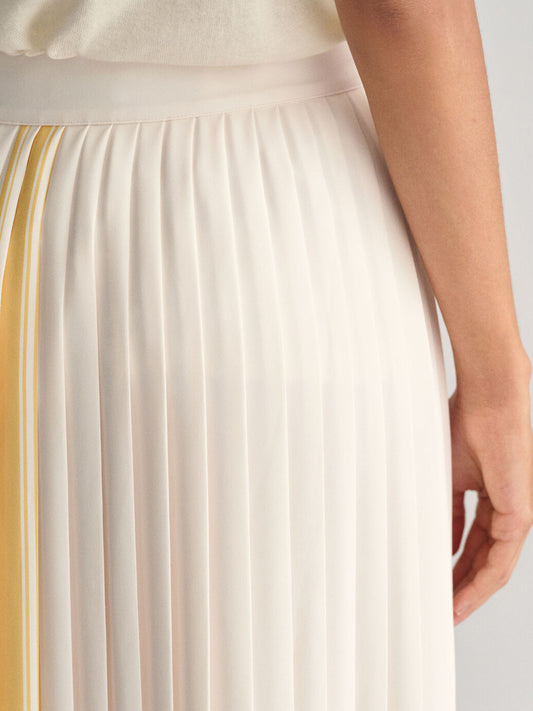 Gant Women Cream Striped Regular Fit Pleated Skirt