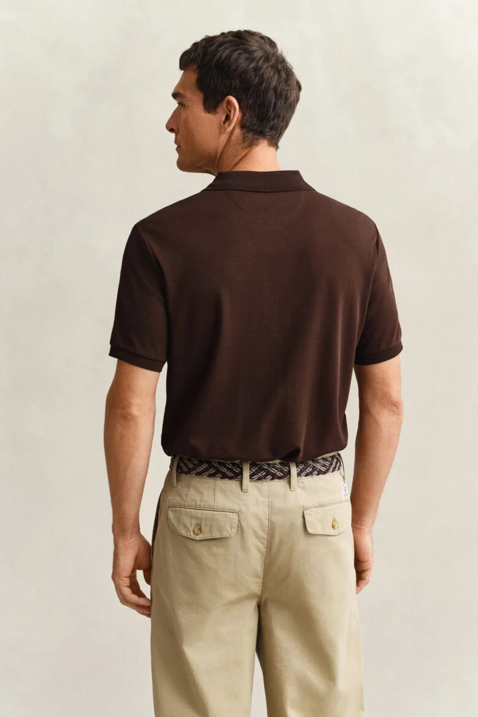 Gant Men Brown Solid Regular Fit Pure Cotton Polo T-Shirt