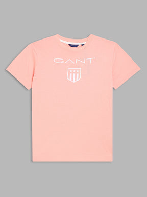 Gant Boys Peach Printed Round Neck Cotton T-shirt