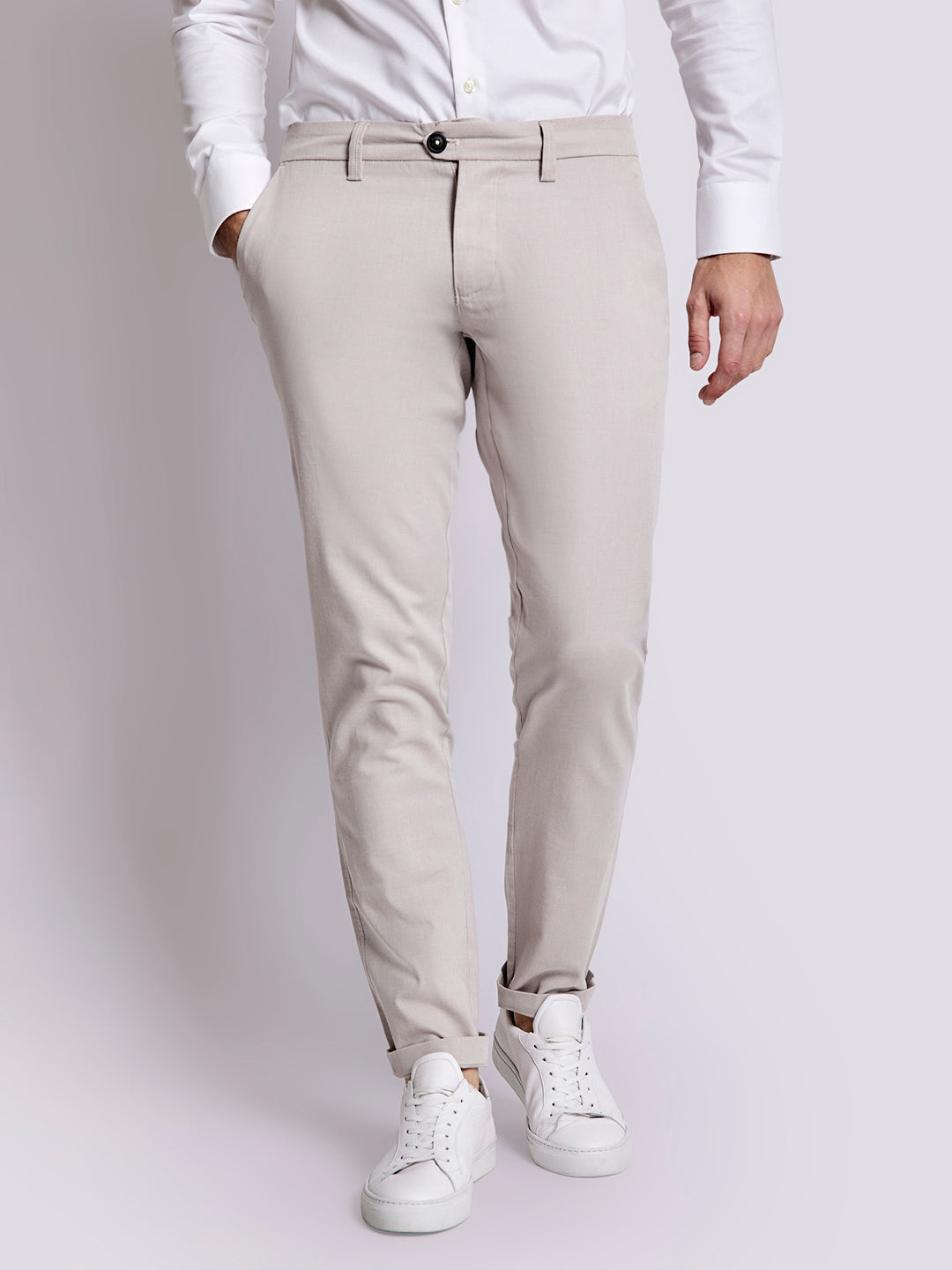 Bruun & Stengade Men Beige Solid Slim Fit Trouser