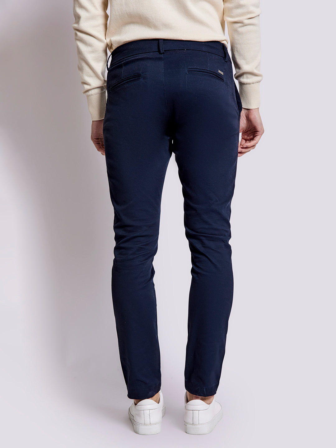 Bruun & Stengade Men Navy Blue Solid Slim Fit Trouser
