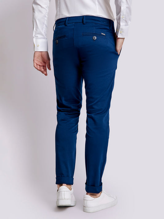 Bruun & Stengade Men Blue Solid Slim Fit Trouser