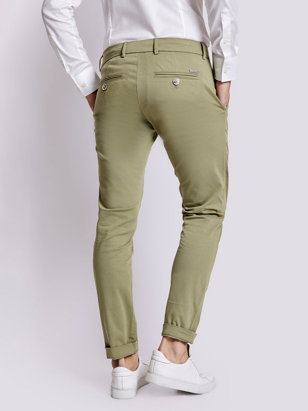 Bruun & Stengade Men Green Solid Slim Fit Trouser