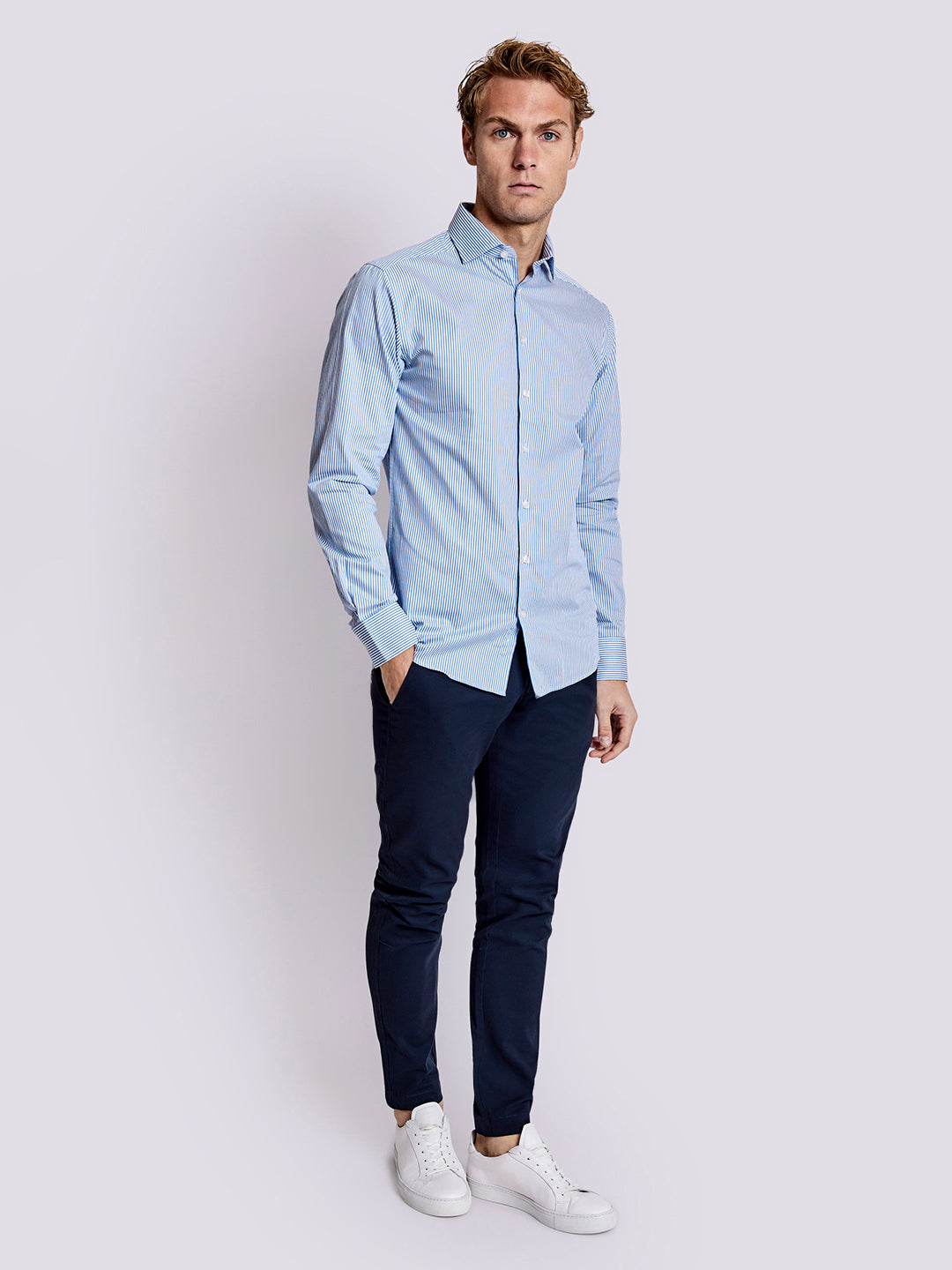 Bruun & Stengade Men Multi Striped Collar Shirt