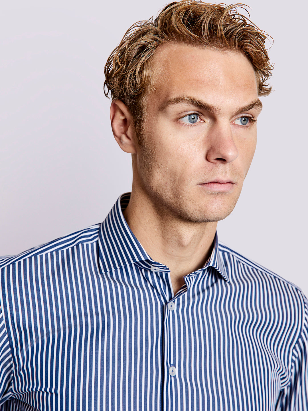 Bruun & Stengade Men Multi Striped Collar Shirt
