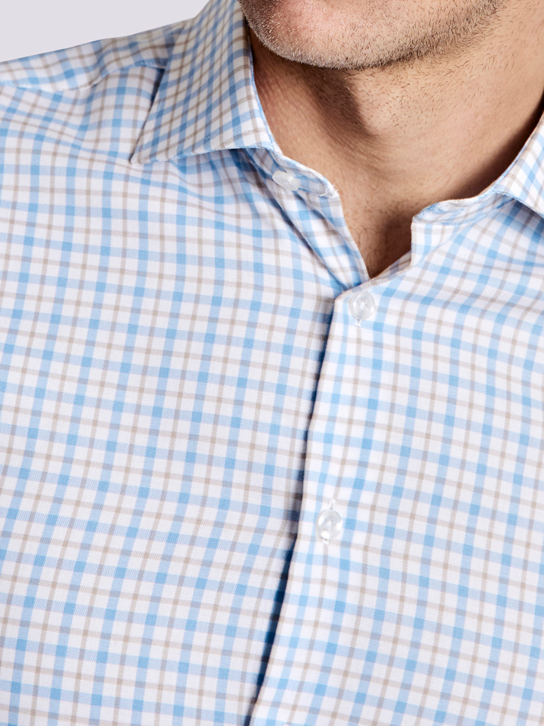 Bruun & Stengade Men White Checked Collar Shirt