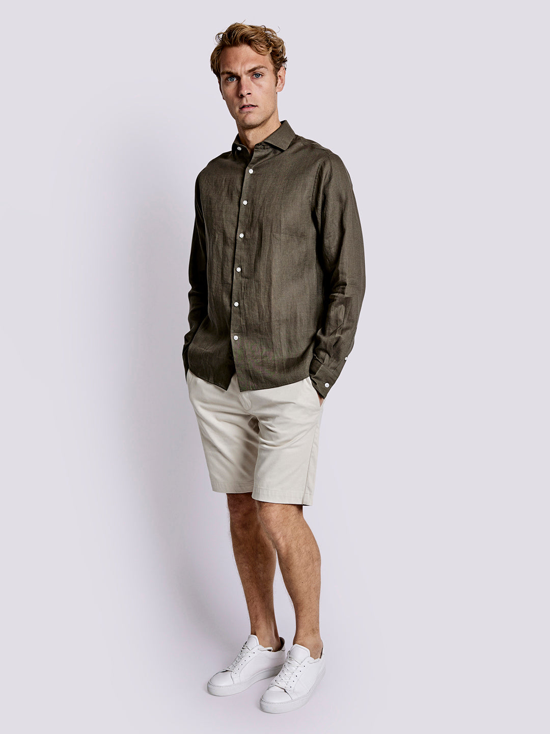 Bruun & Stengade Men Green Solid Collar Shirt