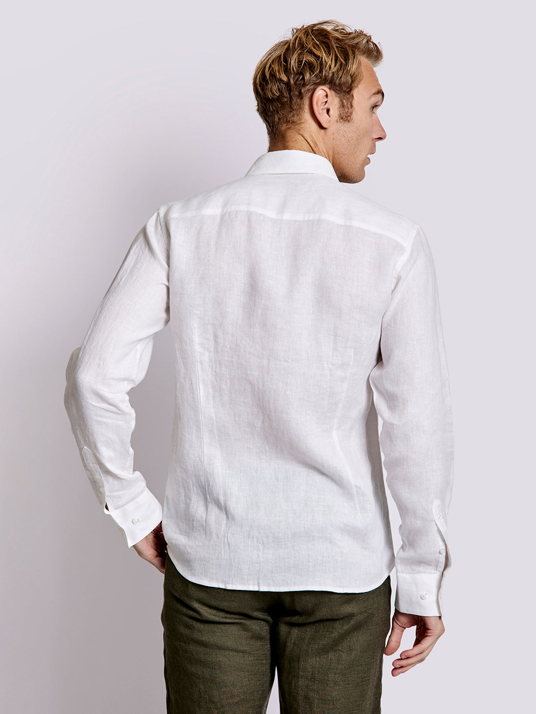 Bruun & Stengade Men White Solid Collar Shirt