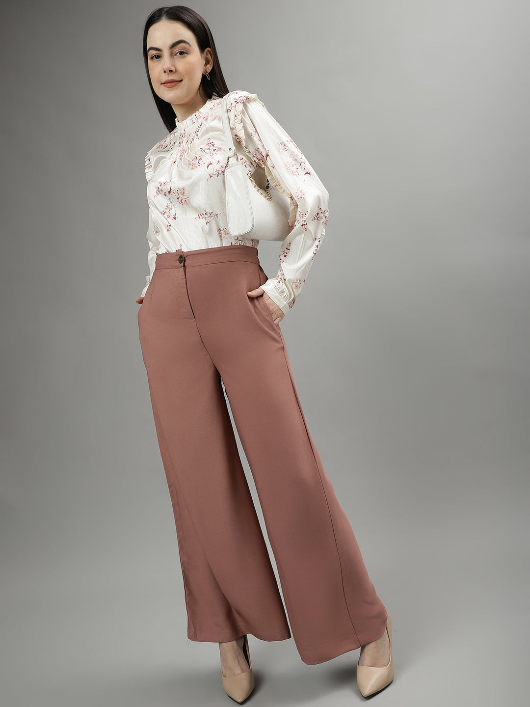 Centrestage Women Printed Round Neck Long Sleeves Top