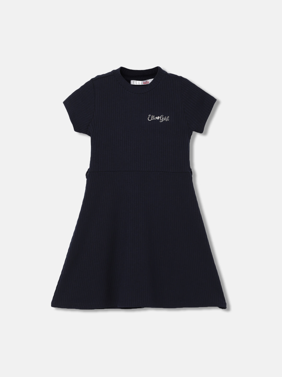Elle Girls Solid Half Sleeves Round Neck Dress