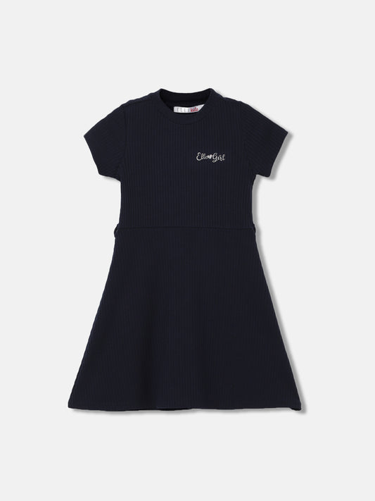 Elle Girls Solid Half Sleeves Round Neck Dress
