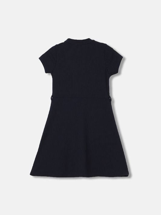 Elle Girls Solid Half Sleeves Round Neck Dress
